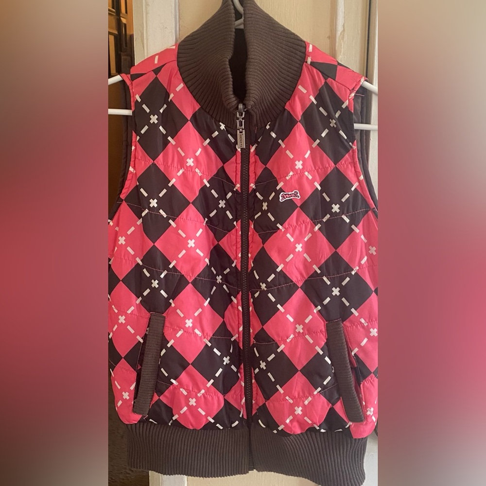 Le Tigre Reversible Brown pink puffer vest size medium